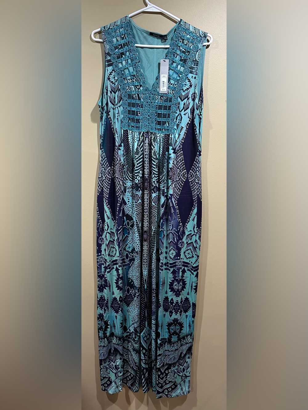 Apt. 9 Teal & Navy Geometric Maxi Dress - Picture 1 of 2